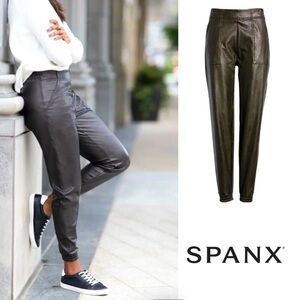 SPANX Women's Black Faux Leather Joggers